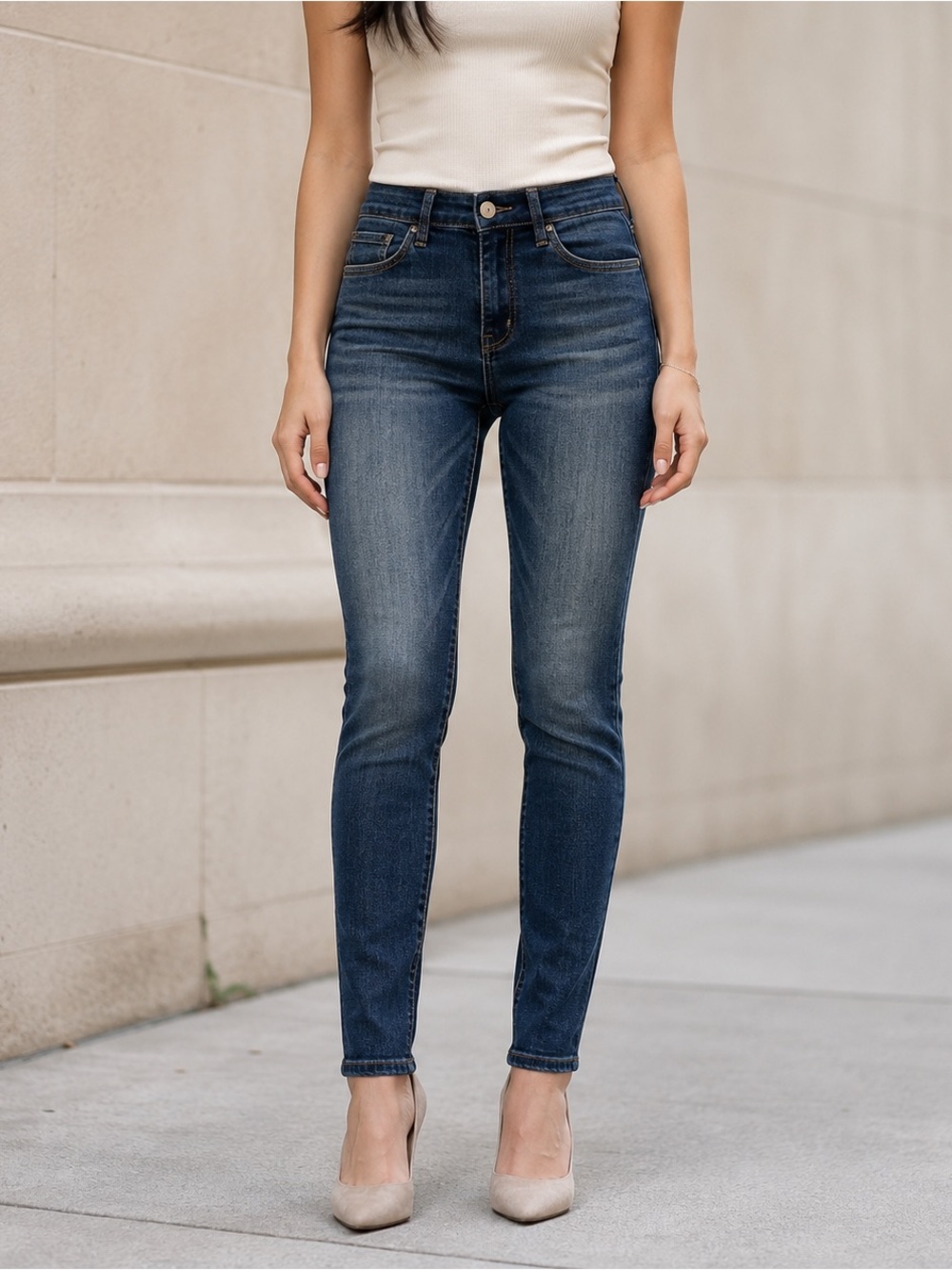 Mavi Jeans Women's 26x28 Dark Wash Blue Stretch Skinny Slim Denim Mid Rise Pants